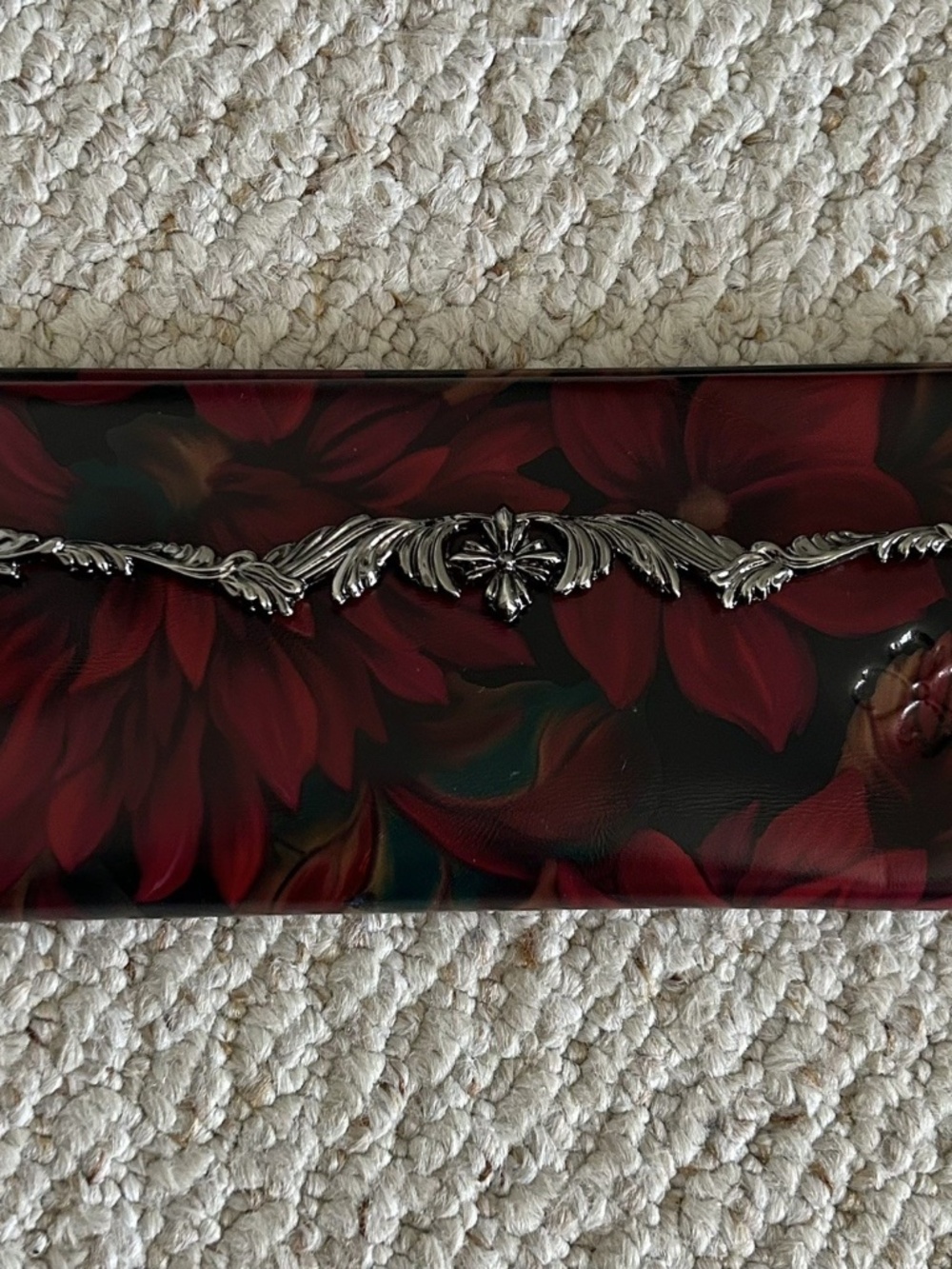 NWOT Patricia Nash Loxley Summer Drawing Leather Wallet with Silver Scroll